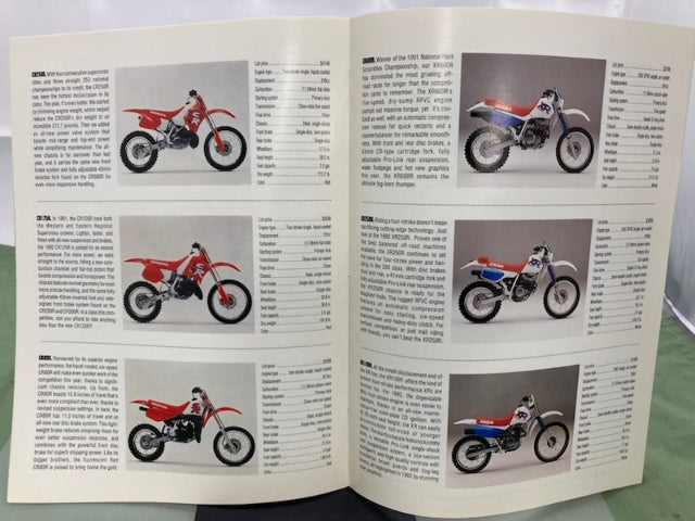 Honda 1992 All Models Motorcycle Sales Brochure Genuine