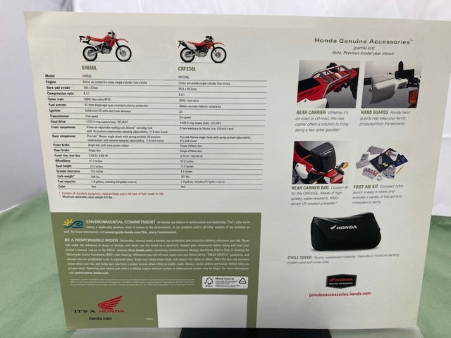 Honda Dual Sport XR650L CRF230L Sales Brochure 2009 Genuine