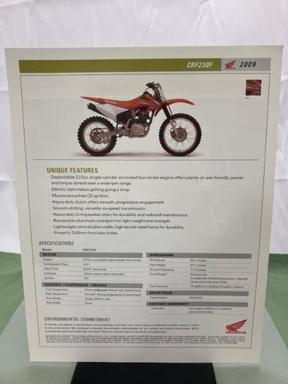 Honda CRF230F Sales Brochure & Spec Sheet 2009 Genuine