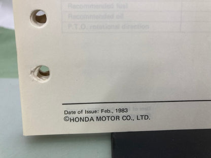 Honda 61ZA300 EG1000Z EG1400Z EG1800Z EG2200Z Generator Shop Manual 1983 Genuine