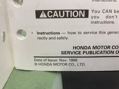 Honda 61ZT300 EU1000i Shop Manual '98 Revised '03 w/ Supplement '99 Genuine