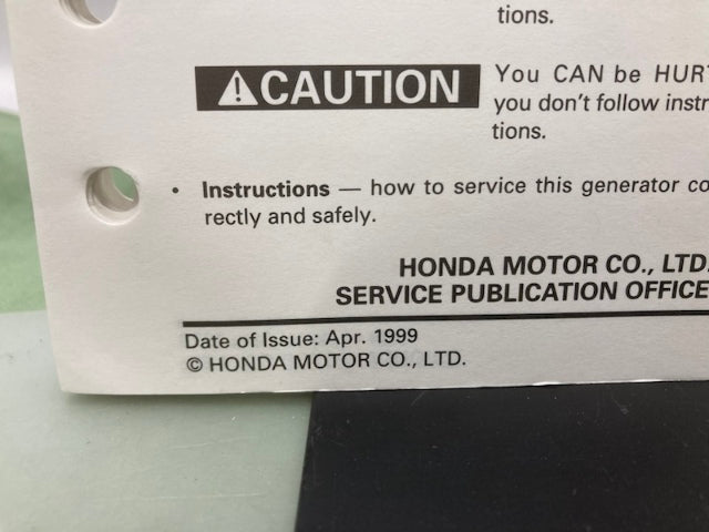 Honda 61ZT300 EU1000i Shop Manual '98 Revised '03 w/ Supplement '99 Genuine