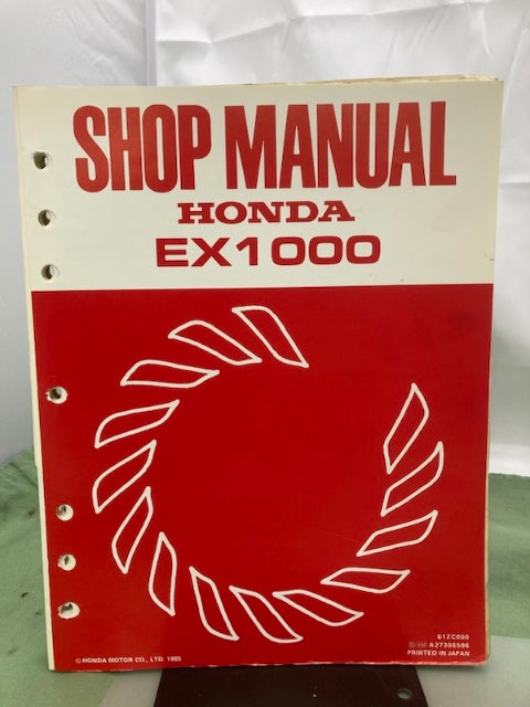 Honda 61ZC000 EX1000 Shop Manual 1985 w/ Supplement 61ZC000Z 1997 Genuine