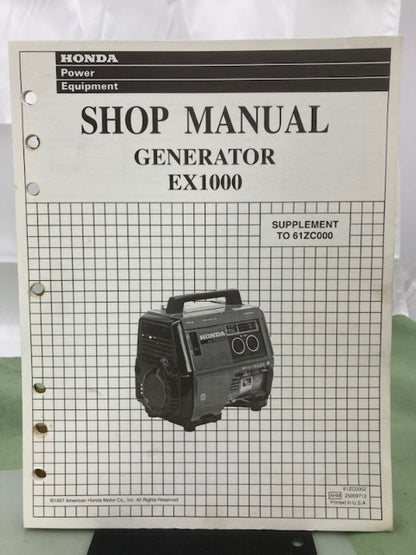 Honda 61ZC000 EX1000 Shop Manual 1985 w/ Supplement 61ZC000Z 1997 Genuine