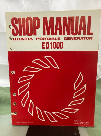 Honda 6287210 ED1000 Portable Generator Shop Manual 1978 Genuine