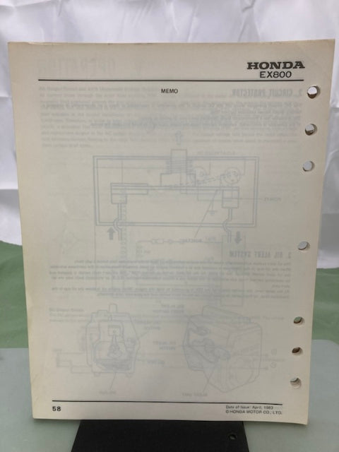 Honda 61ZA700 EX800 Generator Shop Manual 1983 Genuine