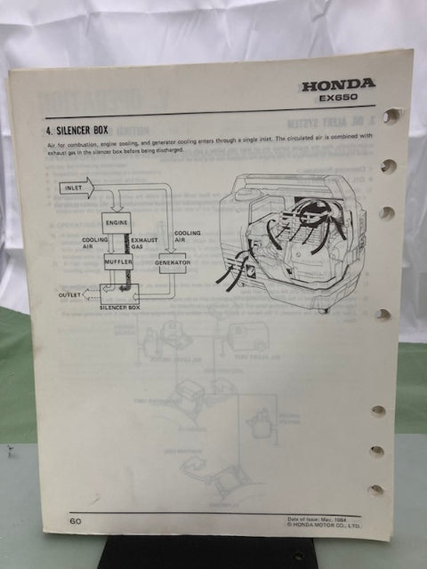 Honda 61ZA800 EX650 Generator Shop Manual 1984 Genuine