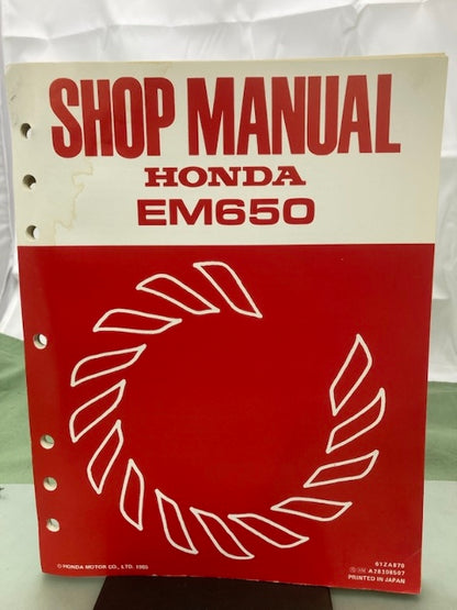 Honda 61ZA870 EM650 Generator Shop Manual 1985 Genuine