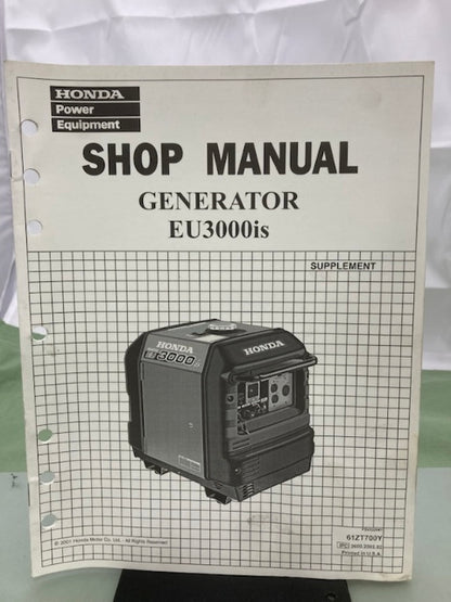 Honda 61ZT700Y EU3000is Generator Shop Manual Supplement 2002 Genuine
