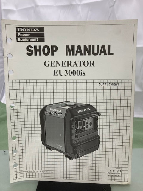 Honda 61ZT700Y EU3000is Generator Shop Manual Supplement 2002 Genuine