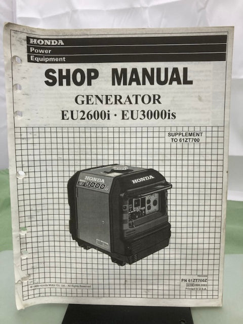 Honda 61ZT700Z EU2600i EU3000is Generator Shop Manual Supplement 1999 Genuine