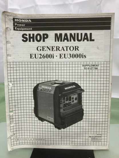 Honda 61ZT700Z EU2600i EU3000is Generator Shop Manual Supplement 1999 Genuine