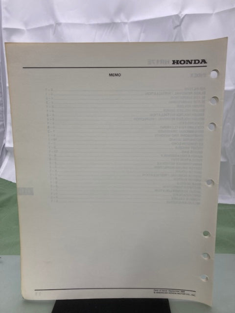 Honda 61VA200Z HRM21 Rotary Mower Shop Manual Supplement 1990 Genuine