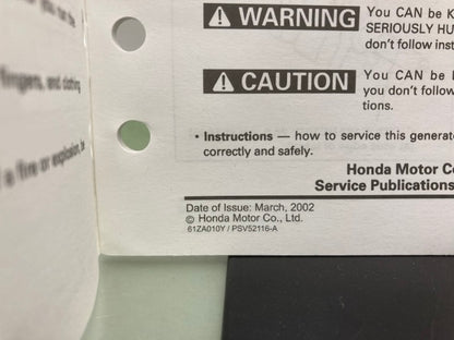 Honda 61ZA010 EL5000 EX5500 ES6500 Shop Manual '85 w/ Supplements Z & Y Genuine