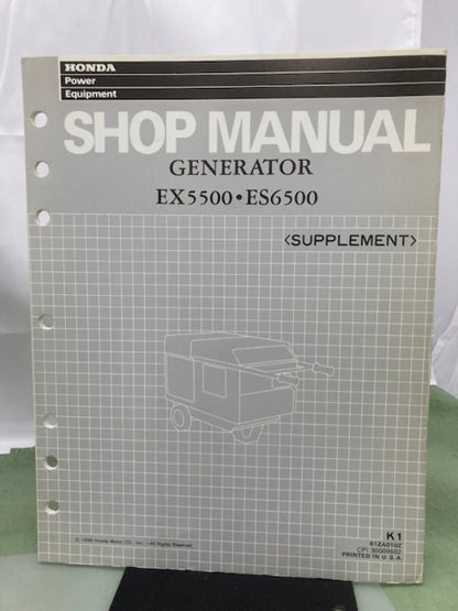 Honda 61ZA010 EL5000 EX5500 ES6500 Shop Manual '85 w/ Supplements Z & Y Genuine