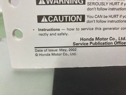 Honda 61ZA010X EX5500 ES6500 Shop Manual Supplement 2002 Genuine
