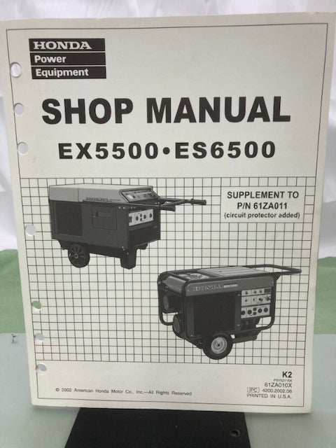 Honda 61ZA010X EX5500 ES6500 Shop Manual Supplement 2002 Genuine