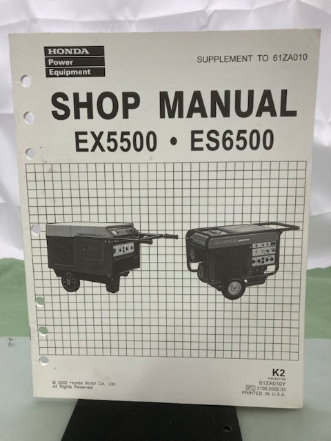 Honda 61ZA010Y EX5500 ES6500 Shop Manual Supplement 2002 Genuine