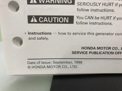Honda 61Z0000 EN3500 EN5000 Generator Shop Manual 1998 Genuine