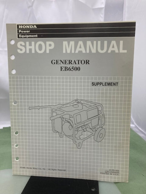 Honda 61ZD100 EB6500 Generator Shop Manual 1991 w/ Supplement 61ZD100Z Genuine