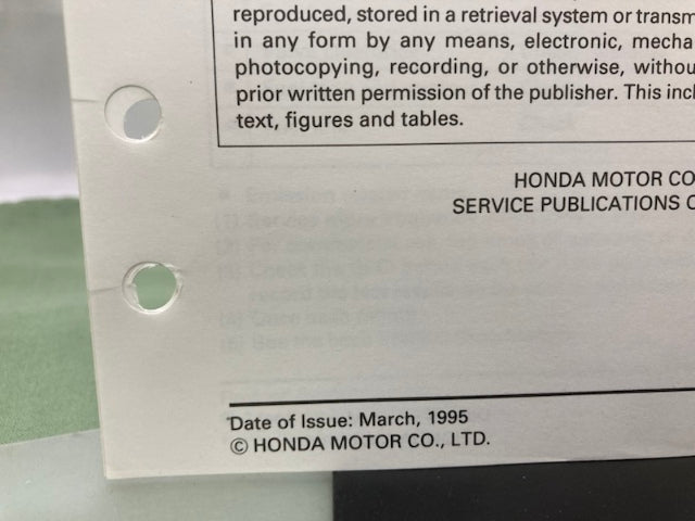 Honda 61ZD100 EB6500 Generator Shop Manual 1991 w/ Supplement 61ZD100Z Genuine