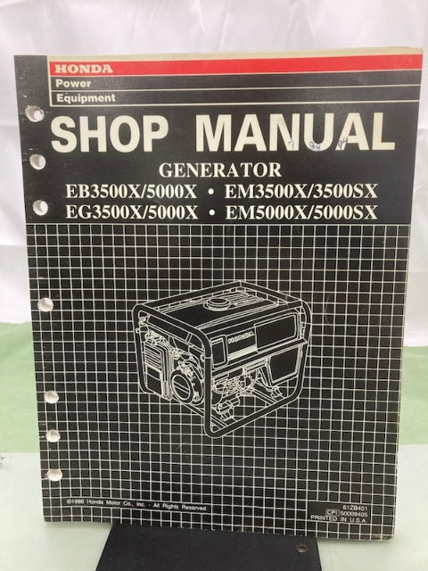Honda 61ZB401 EB3500 EB5000 EG3500 EG5000 EM3500 EM5000 Shop Manual 1986 Genuine