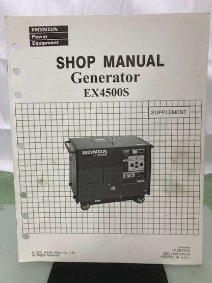 Honda 61ZB701 EX3300S EX4500S Shop Manual '86 w/ Supplements & Addendum Genuine