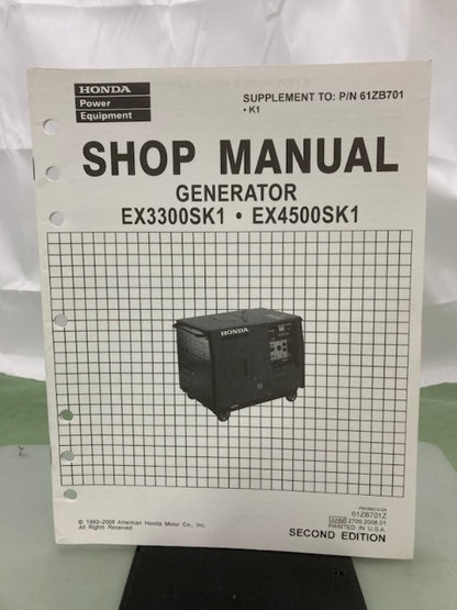 Honda 61ZB701 EX3300S EX4500S Shop Manual '86 w/ Supplements & Addendum Genuine