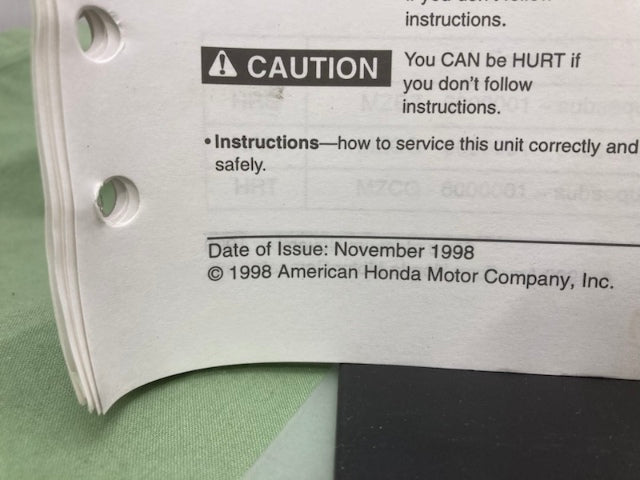 Honda 61VG3600 HRS216 HRR216 HRT216 Shop Manual '98 w/ Supplements Z & Y Genuine