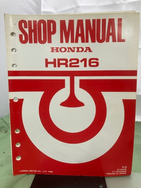 Honda 61VB300 HR216 Shop Manual '86 w/ HRA216 Supplement 61VB300Z '86 Genuine