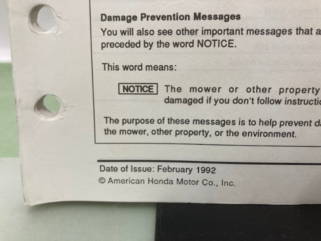 Honda 61VE2630 HRB215PX HRM215PX HRB215SX HRM215SX Shop Manual 1992 Genuine