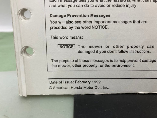 Honda 61VE220 HRM215 HRB215 Rotary Mower Shop Manual 1992 Genuine