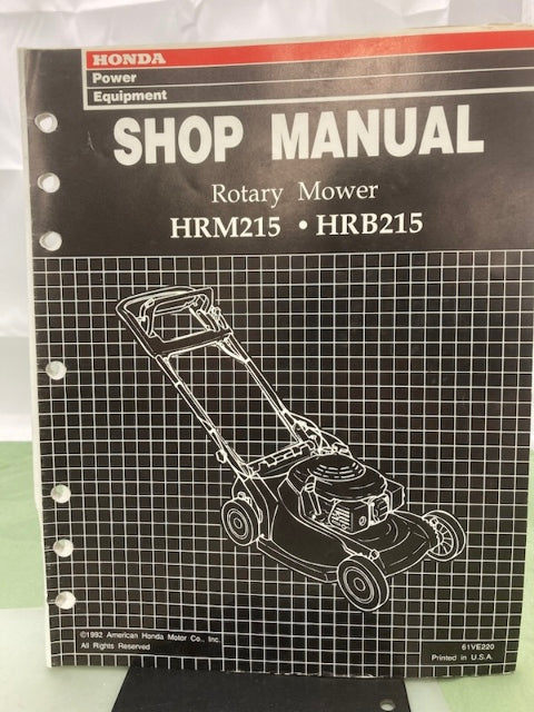 Honda 61VE220 HRM215 HRB215 Rotary Mower Shop Manual 1992 Genuine