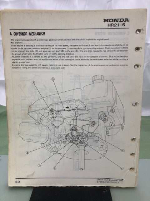 Honda 6196000 HR21-5 Lawn Mower Shop Manual 1980 Genuine