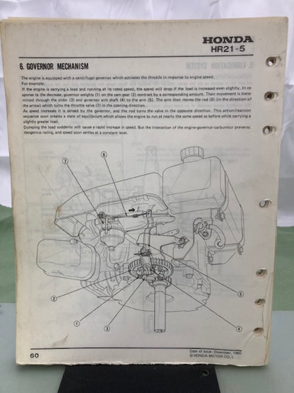 Honda 6196000 HR21-5 Lawn Mower Shop Manual 1980 Genuine