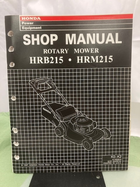 Honda 61VE2640 HRB215 HRM215 Shop Manual '97 w/ Supplements Z & Y '01 Genuine