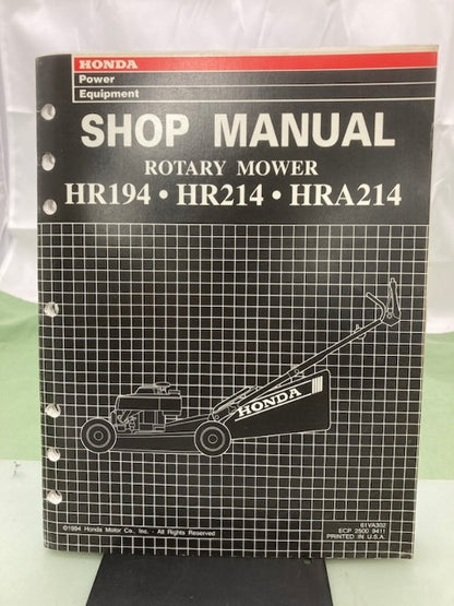 Honda 61VA302 HR194 HR214 HRA214 Rotary Mower Shop Manual 1990 Genuine