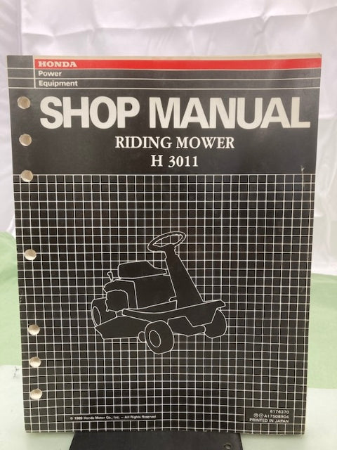 Honda 6176370 H 3011 Riding Mower Shop Manual 1989 Genuine