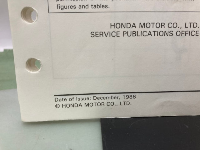 Honda 6175100 HT-R3009 Shop Manual '85 w/ HT-R3811 Supplements Z & Y '86 Genuine