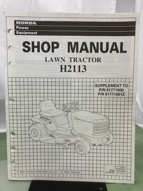 Honda 61771600 H2013 Shop Manual '95 w/ HDA & H2113 Supplements Z & Y Genuine