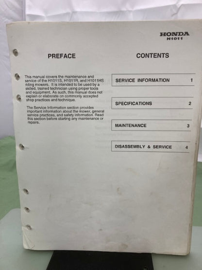 Honda 61772610 H1011S H1011R H1011HS Riding Mower Shop Manual 1993 Genuine