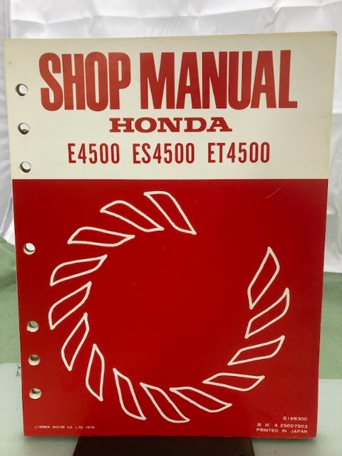 Honda 6189300 E4500 ES4500 ET4500 Generator Shop Manual 1979 Genuine