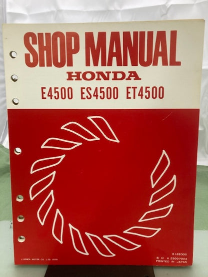 Honda 6189300 E4500 ES4500 ET4500 Generator Shop Manual 1979 Genuine