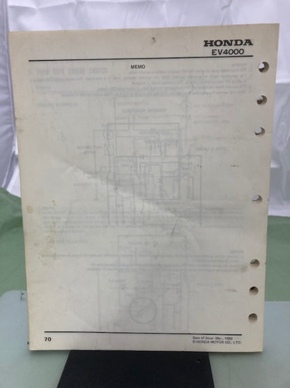 Honda 6189500 EV4000 Generator Shop Manual 1982 Genuine