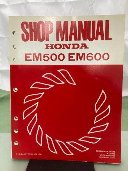 Honda 6189202 EM500 EM600 Generator Shop Manual 1982 Genuine