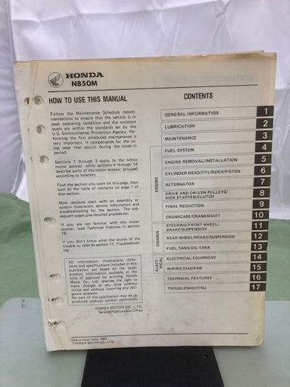 Honda 61GC801 '83-'84 NB50M aero50 Shop Manual 1983 Genuine
