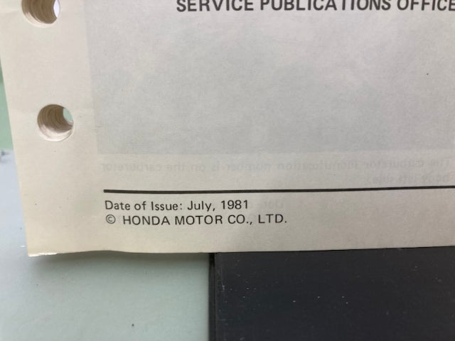 Honda 6116600 MB5 '82 Shop Manual 1981 Genuine
