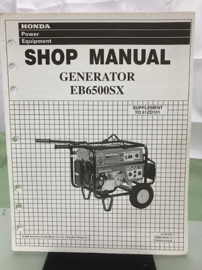 Honda 61ZD100Y EB6500SX Generator Shop Manual Supplement 2002 Genuine