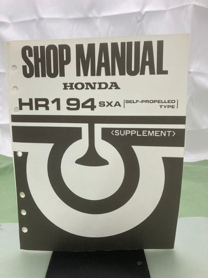 Honda HR194 SXA Rotary Mower Shop Manual Supplement for 61VA301 1986 Genuine