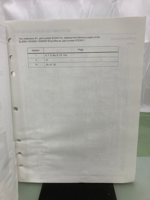 Honda 61ZA011A EL5000 EX5500 ES6500 Shop Manual Addendum #1 2007 Genuine